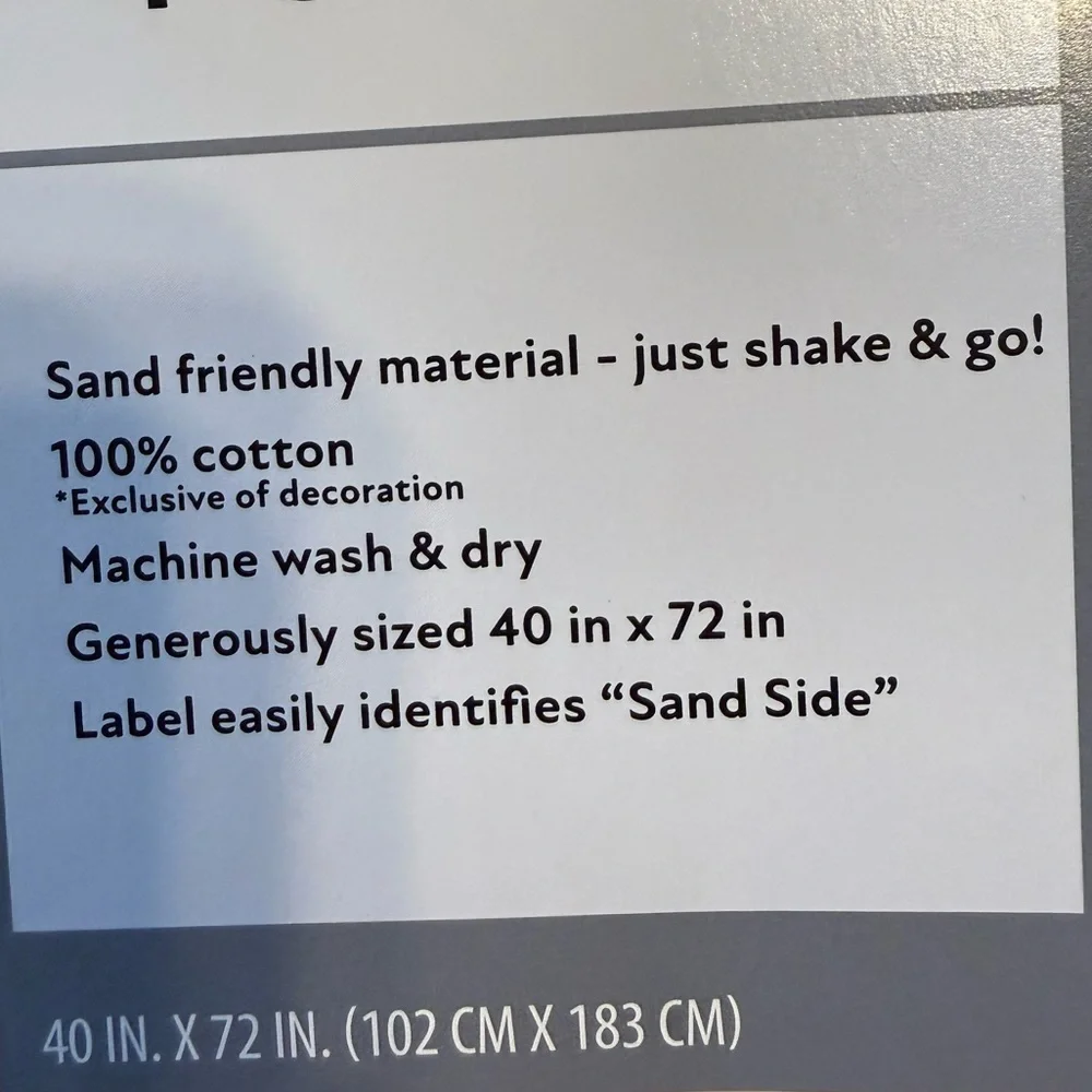 Brand New Member's Mark Sand Friendly Striped Towel 100% Cotton